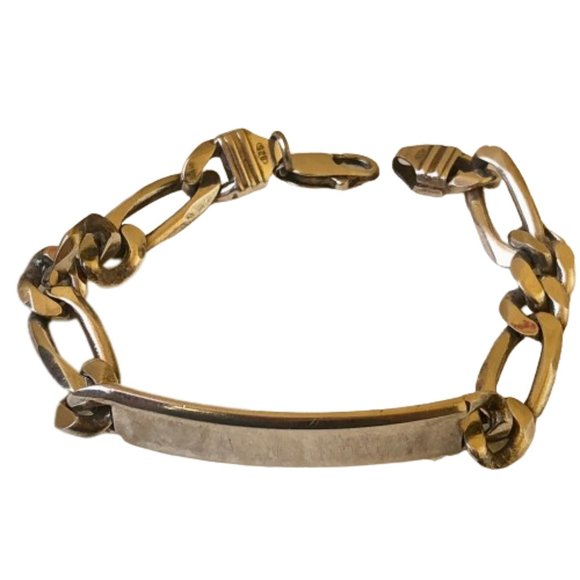 Vintage Italy Sterling Silver ID Figaro Link Chain 8" Bracelet 29 grams - Picture 10 of 15